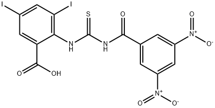2-[[[(3,5-dinitrobenzoyl)amino]thioxomethyl]amino]-3,5-diiodo-benzoic acid结构式