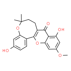 7,8-Dihydro-3,10-dihydroxy-12-methoxy-6,6-dimethyl-6H,9H-[1]benzopyrano[3,2-e][1]benzoxocin-9-one Structure