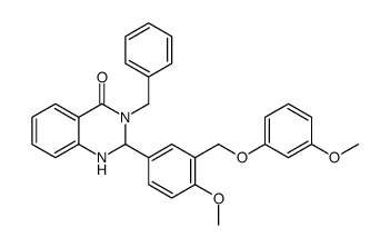 3-benzyl-2-[4-methoxy-3-[(3-methoxyphenoxy)methyl]phenyl]-1,2-dihydroquinazolin-4-one结构式