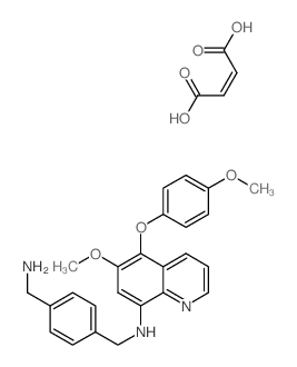 {[4-(Aminomethyl)phenyl]methyl}[6-methoxy-5-(4-methoxyphenoxy)(8-quinolyl)]amine, (1E)ethene-1,2-dicarboxylic acid结构式