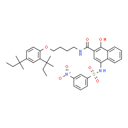 N-[4-[2,4-Bis(1,1-dimethylpropyl)phenoxy]butyl]-1-hydroxy-4-[[(3-nitrophenyl)sulfonyl]amino]-2-naphthalenecarboxamide结构式