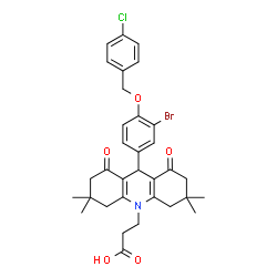 3-(9-(3-bromo-4-(4-chlorobenzyloxy)phenyl)-3,3,6,6-tetramethyl-1,8-dioxo-1,2,3,4,5,6,7,8-octahydroacridin-10(9H)-yl)propanoic acid结构式