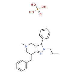 2H-Pyrazolo(4,3-c)pyridine, 3,3a,4,5,6,7-hexahydro-5-methyl-5-phenyl-7-(phenylmethylene)-2-propyl-, phosphate, hydrate (1:1:1) picture