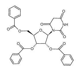 1-(2',3',5'-tri-O-benzoyl-β-D-ribofuranosyl)(3H)pyrimidine-2,4,6-trione Structure