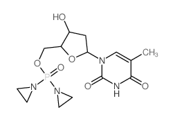 1-[5-(diaziridin-1-ylphosphoryloxymethyl)-4-hydroxy-oxolan-2-yl]-5-methyl-pyrimidine-2,4-dione structure