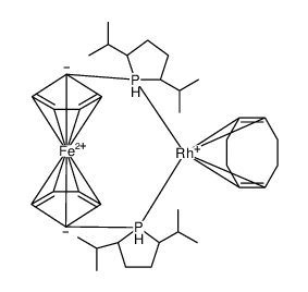 1,1Bis((2R,5R)-2,5-di-i-propylphospholano)ferrocene(cyclooctadiene)rhodium(I) tetrafluoroborate Structure