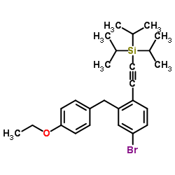 {[4-Bromo-2-(4-ethoxybenzyl)phenyl]ethynyl}(triisopropyl)silane结构式