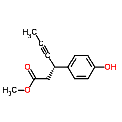 (3S)-3-(4-Hydroxy-phenyl)-hex-4-ynoic acid methyl ester结构式