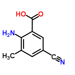 2-氨基-5-氰基-3-甲基苯甲酸结构式