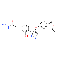 ethyl 4-({3-[4-(2-hydrazinyl-2-oxoethoxy)-2-hydroxyphenyl]-5-methyl-1H-pyrazol-4-yl}oxy)benzoate结构式