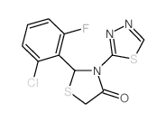2-(2-chloro-6-fluoro-phenyl)-3-(1,3,4-thiadiazol-2-yl)thiazolidin-4-one structure