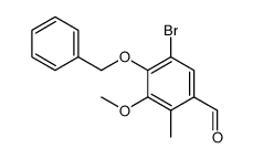 5-bromo-3-methoxy-2-methyl-4-phenylmethoxybenzaldehyde Structure