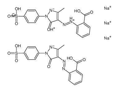 trisodium bis[2-[[4,5-dihydro-3-methyl-5-oxo-1-(4-sulphophenyl)-1H-pyrazol-4-yl]azo]benzoato(3-)]chromate(3-) structure