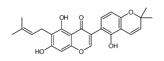 5,7-dihydroxy-3-(5-hydroxy-2,2-dimethylchromen-6-yl)-6-(3-methylbut-2-enyl)chromen-4-one结构式