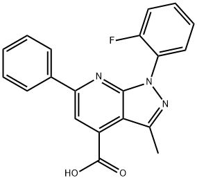 1-(2-fluorophenyl)-3-methyl-6-phenyl-1H-pyrazolo[3,4-b]pyridine-4-carboxylic acid结构式