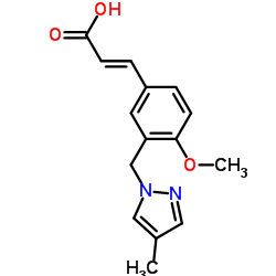 (2E)-3-{4-Methoxy-3-[(4-methyl-1H-pyrazol-1-yl)methyl]phenyl}acrylic acid结构式