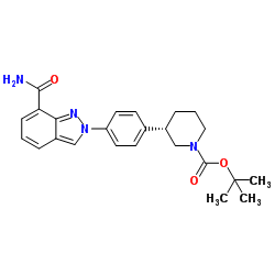 tert-butyl (3S)-3-{4-[7-(aminocarbonyl)-2H-indazol-2-yl]phenyl}piperidine-1-carboxylate Structure