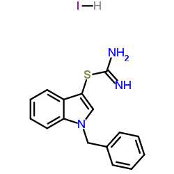 1-Benzyl-1H-indol-3-yl carbamimidothioate hydroiodide (1:1) Structure