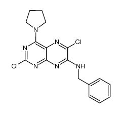 N-benzyl-2,6-dichloro-4-(pyrrolidin-1-yl)pteridin-7-amine Structure