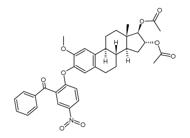 2-Methoxy-16α,17β-diacetoxy-Δ1.3.5(10)-oestratrien-3-[4-nitro-2-benzoyl-phenylaether]结构式