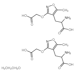 (R,s)-2-氨基-3-[3-(羧基甲氧基)-5-甲基-异噁唑-4-基]-丙酸半水合物结构式