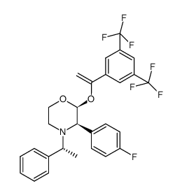 (2S,3R)-2-((1-(3,5-bis(trifluoromethyl)phenyl)vinyl)oxy)-3-(4-fluorophenyl)-4-((R)-1-phenylethyl)morpholine Structure