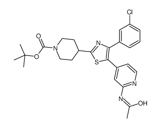 tert-butyl 4-[5-(2-acetamidopyridin-4-yl)-4-(3-chlorophenyl)-1,3-thiazol-2-yl]piperidine-1-carboxylate Structure