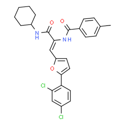 N-{(1Z)-3-(cyclohexylamino)-1-[5-(2,4-dichlorophenyl)furan-2-yl]-3-oxoprop-1-en-2-yl}-4-methylbenzamide Structure