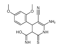 6-amino-5-cyano-4-(2,4-dimethoxyphenyl)-2-sulfanylidene-3,4-dihydro-1H-pyridine-3-carboxamide结构式