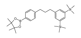 2-{4-{3-[3,5-bis(trimethylsilyl)phenyl]propyl}phenyl}-4,4,5,5-tetramethyl-[1,3,2]-dioxaborane结构式