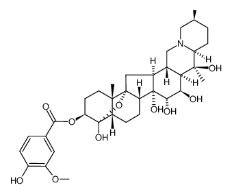 4α,9-epoxy-3β-vanilloyloxy-5β-cevane-4β,14,15α,16β,20-pentaol Structure