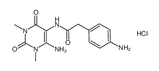 N-(6-amino-1,3-dimethyl-2,4-dioxo-1,2,3,4-tetrahydropyrimidin-5-yl)-2-(4-aminophenyl)acetamide hydrochloride结构式