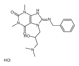 1H-Purine-2,6-dione, 3,7-dihydro-1,3-dimethyl-7-(3-(dimethylamino)-2-h ydroxypropyl)-8-((phenylmethyl)amino)-, monohydrochloride structure