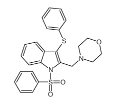 4-[[1-(benzenesulfonyl)-3-phenylsulfanylindol-2-yl]methyl]morpholine结构式