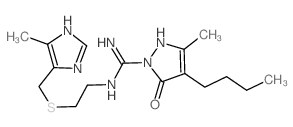 4-butyl-3-methyl-N-[2-[(5-methyl-1H-imidazol-4-yl)methylsulfanyl]ethyl]-5-oxo-2H-pyrazole-1-carboximidamide结构式