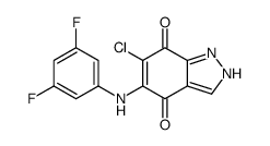 6-chloro-5-(3,5-difluoroanilino)-1H-indazole-4,7-dione结构式