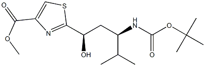 Methyl 2-((1R,3R)-3-((tert-butoxycarbonyl)aMino)-1-hydroxy-4-Methylpentyl)thiazole-4-carboxylate结构式