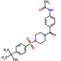 N-{4-[(4-{[4-(2-Methyl-2-propanyl)phenyl]sulfonyl}-1-piperazinyl)carbonyl]phenyl}acetamide结构式