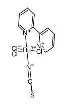[RuCl3(2,2'-bipyridine)(SCN)](1-)结构式