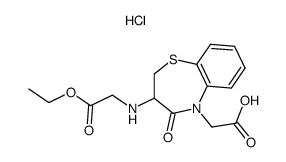 5-carboxymethyl-3-ethoxycarbonylmethylamino-2,3-dihydro-1,5-benzothiazepin-4(5H)-one hydrochloride结构式