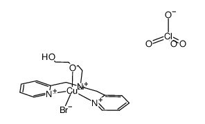 [CuBr(N-[2-(2-hydroxyethoxy)ethyl]-N,N-bis(2-pyridylmethyl)amine)][ClO4]结构式