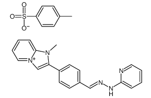 4-methylbenzenesulfonate,N-[[4-(1-methylimidazo[1,2-a]pyridin-4-ium-2-yl)phenyl]methylideneamino]pyridin-2-amine Structure