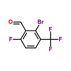 2-Bromo-6-fluoro-3-(trifluoromethyl)benzaldehyde结构式