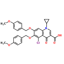 5-氯-1-环丙基-1,4-二氢-6,7-二[(4-甲氧基苯基)甲氧基]-4-氧代-3-喹啉羧酸结构式