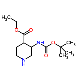 Ethyl 3-({[(2-methyl-2-propanyl)oxy]carbonyl}amino)-4-piperidinecarboxylate结构式