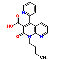 1-Butyl-2-oxo-4-(2-pyridinyl)-1,2-dihydro-1,8-naphthyridine-3-carboxylic acid结构式