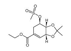 1,3-Benzodioxole-5-carboxylic acid, 3a,6,7,7a-tetrahydro-2,2-dimethyl-7-[(Methylsulfonyl)oxy]-, ethyl ester, (3aR,7R,7aR)- structure