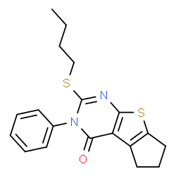 2-(Butylsulfanyl)-3-phenyl-3,5,6,7-tetrahydro-4H-cyclopenta[4,5]thieno[2,3-d]pyrimidin-4-one structure