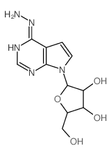 2-(5-hydrazinyl-2,4,9-triazabicyclo[4.3.0]nona-1,3,5,7-tetraen-9-yl)-5-(hydroxymethyl)oxolane-3,4-diol结构式