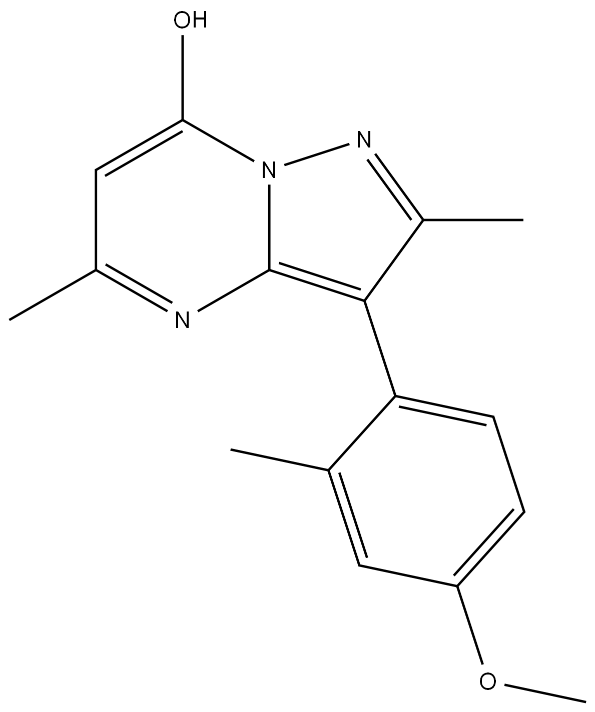 Pyrazolo[1,5-a]pyrimidin-7-ol, 3-(4-methoxy-2-methylphenyl)-2,5-dimethyl- Structure